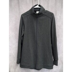 Avia Mens Textured Fleece Full Zip Jacket Charcoal Gray Mock Neck RN52469 Size M